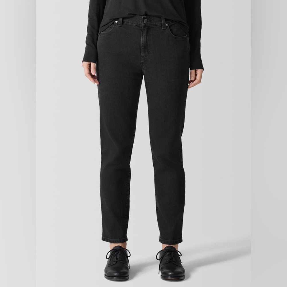Eileen Fisher black straight leg jeans sz M
